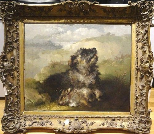 Dog Portrait & Dead Rabbit Oil Painting