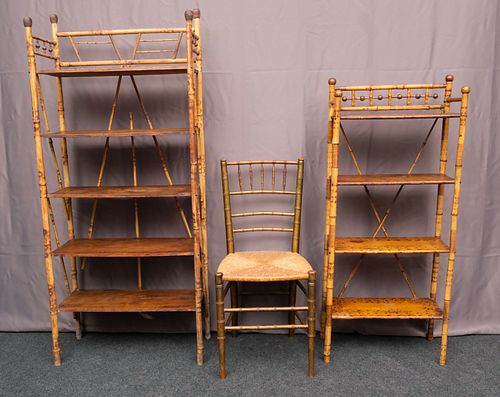 3 Piece Lot of Antique Bamboo Furniture