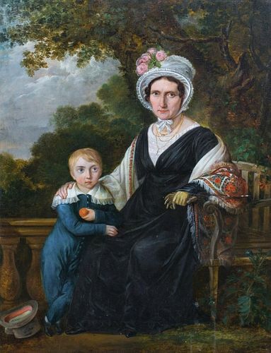 Portrait Of A Lady & Boy Oil Painting
