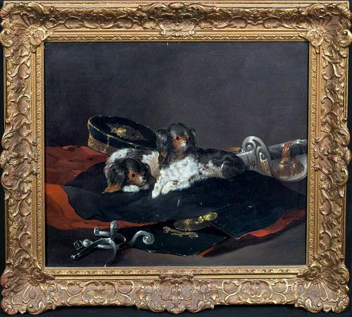 King Charles Puppies Oil Painting