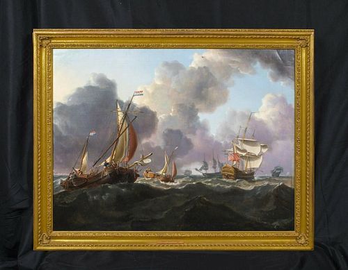 English Warship Oil Painting