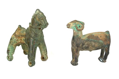 TWO ARCHAIC ASIAN BRONZE ANIMAL MODELS