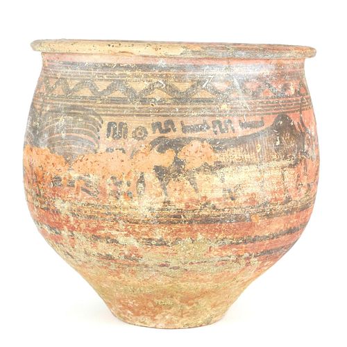 A 1000BC INDUS VALLEY TERRACOTTAN TAPERED OVOID VASE