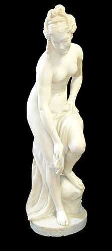A 19TH CENTURY FINELY CARVED ALABASTER STATUE