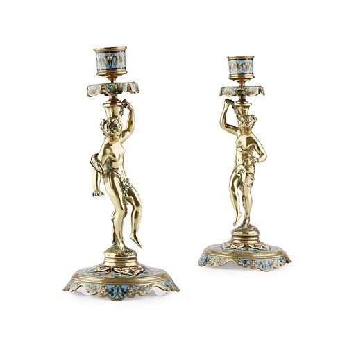 A PAIR OF MID/LATE 19TH CENTURY FRENCH CHAMPLEVÃƒâ€°