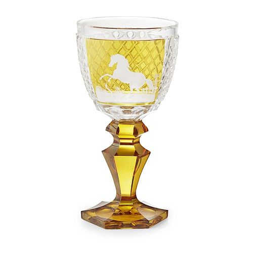 A LATE 19TH CENTURY BOHEMIAN CRYSTAL CUT GLASS WINE