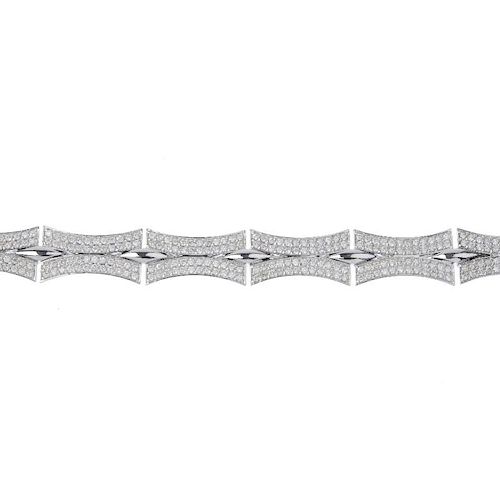 (128988) A diamond fancy-link bracelet. Designed as a series of pave-set diamond curved links, to th