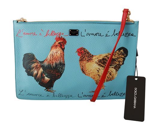 Blue Roosters Print Crossbody Borse Leather CLEO Bag