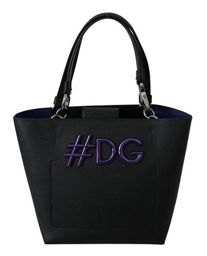 Black Leather Hand Tote Shopping