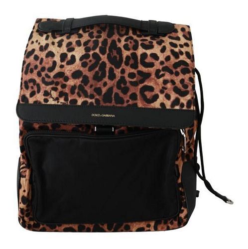 Leopard Print School Drawstring Leather Backpack