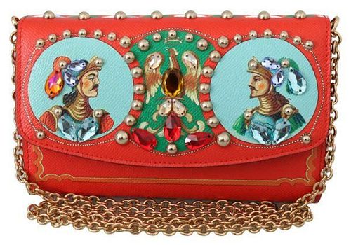 Red Crystal Clutch Sicily Women Leather Purse