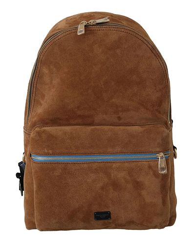 Brown Suede School Travel Backpack Borse Leather Bag