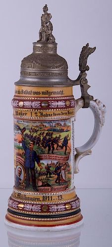 Regimental German Beer Stein w/ Lithophane