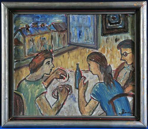 PAINTING OF PEOPLE IN A CONVERSATION