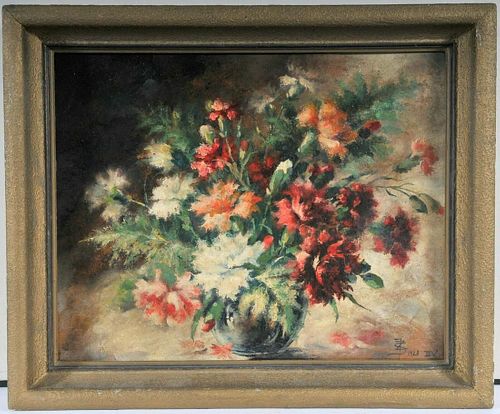 STILL LIFE PAINTING OF FLOWERS ON A TABLE