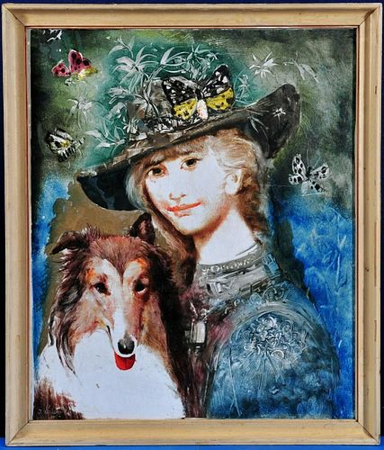 PORTRAIT OF A WOMEN WITH A DOG
