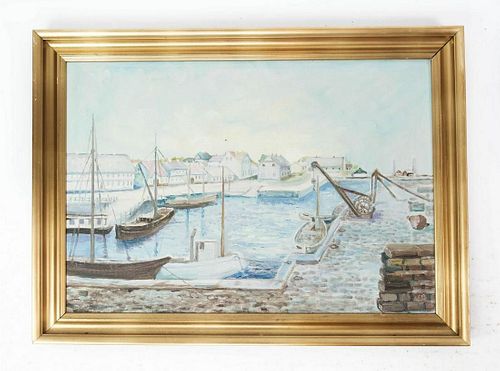 HARBOUR MOTIF AND GILDED FRAME