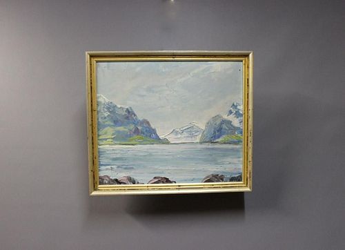 MOTIF OF MOUNTAINS AND A LAKE