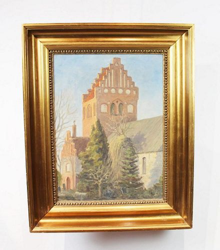 OIL PAINTING WITH CHURCH MOTIF