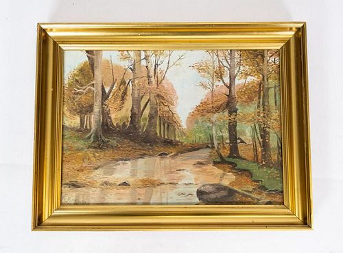 MOTIF OF THE FORREST IN THE FALL WITH GILDED FRAME