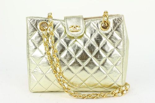 Chanel Quilted Gold Metallic Leather Small Supermodel