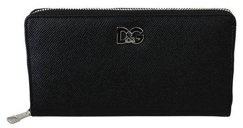 Black Dauphine Leather Continental Mens Clutch
