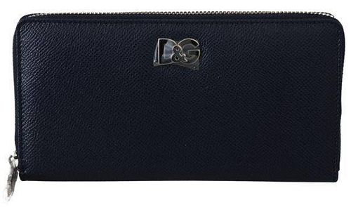 Blue Dauphine Leather Continental Mens Clutch Wallet