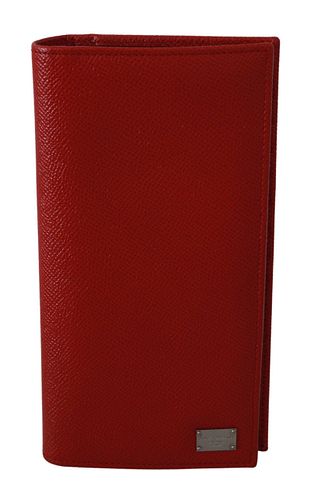 Red DG Logo Bifold Mens Card Holder 100% Leather