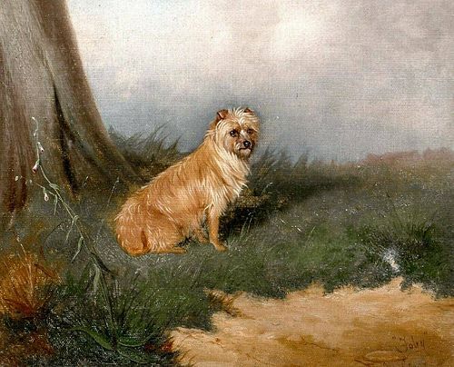 ortrait Of "Toby" Wire Haired Terrier Dog Oil Painting