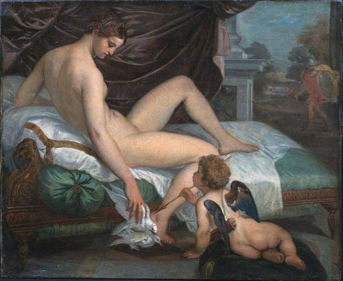 Venus & Cupid Nude Oil Painting
