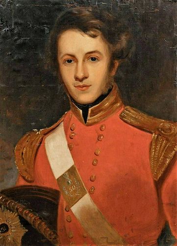 Portrait Of A Young British Military Officer Oil
