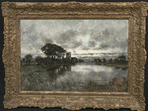 Norfolk Broads Landscape At Dusk Oil Painting