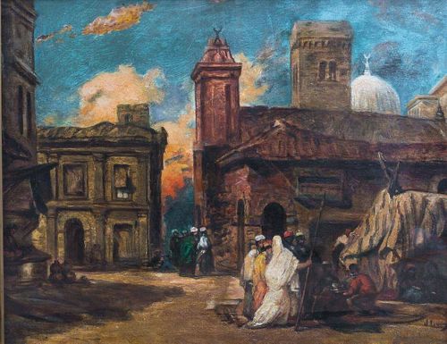 Arab Market Landscape Oil Painting
