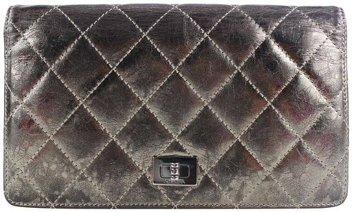 Chanel Quilted Pewter Dark Silver Reissue Bifold Long
