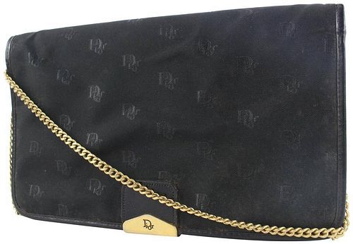Dior Black Logo Chail Flap Shoulder Bag