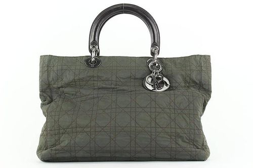 Dior Large Olive Green Quilted Cannage Lady Dior