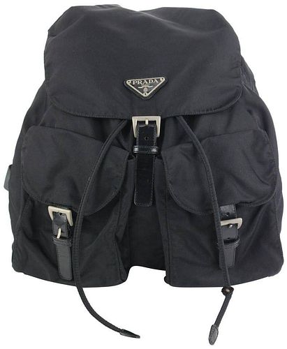 Prada Black Nylon Tessuto Twin Pocket Backpack