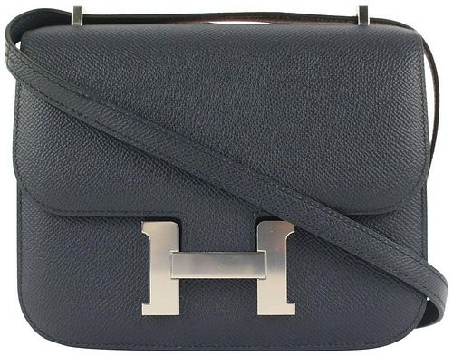 Hermes Bleu Indigo Epsom Leather Mini Constance 18