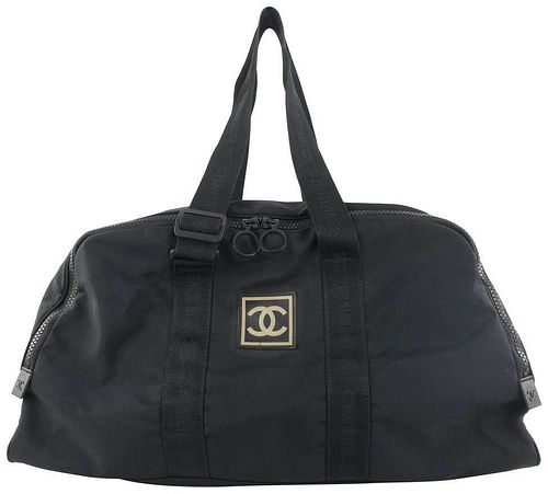 Chanel Black CC Logo Sports Boston Duffle Bag