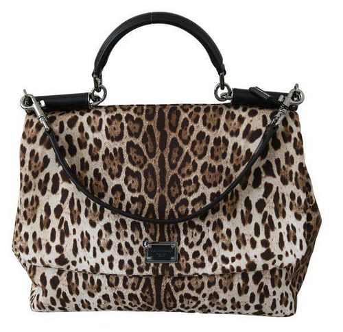 Brown Leopard Satchel Hand Borse Cotton SICILY Bag
