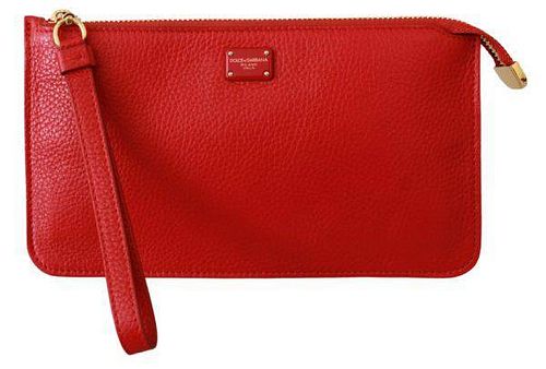 Red Clutch Hand Purse Wristlet Toiletry Leather Wallet