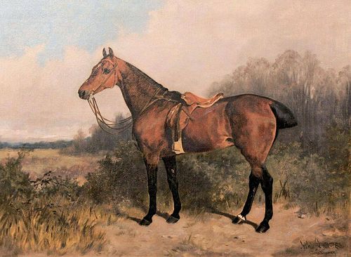 Bay Hunter Horse Portrait of 'GIPSY" Oil Painting