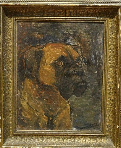 Portrait Of A Brown Boxer Dog Oil Painting