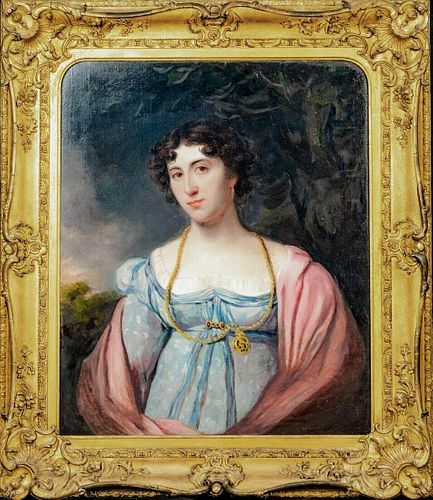 Portrait Of A Lady Antique Oil Painting