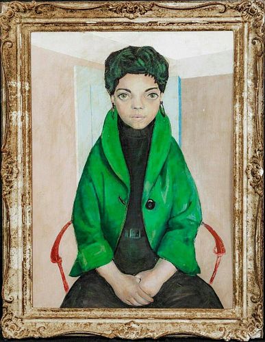 Portrait Of A Lady In A Green Jacket Oil Painting