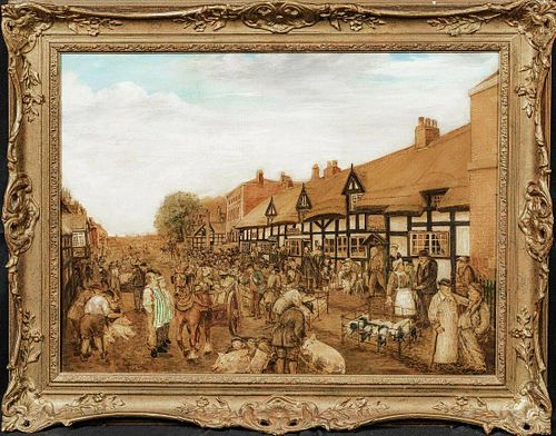 Pig Market Shropshire Street Oil Painting
