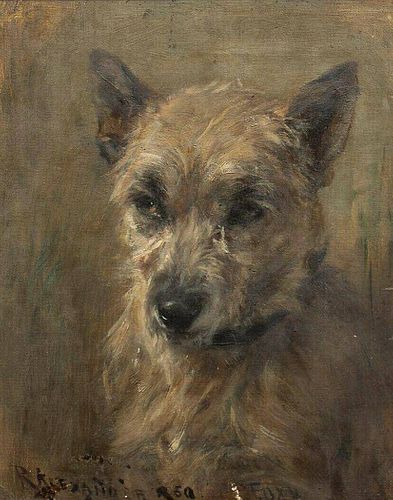 Portrait Of A Grey Terrier Dog "Foxy" Oil Painting