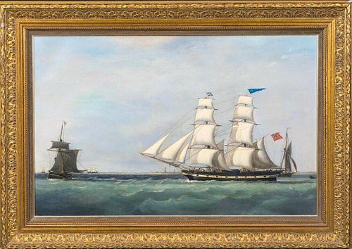 British Royal Navy Frigate Harbour Oil Painting