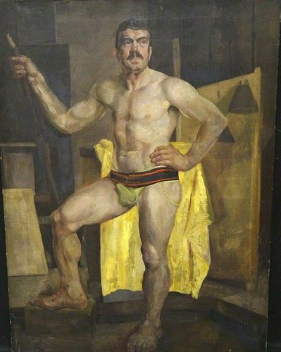 Nude Male Model Oil Painting