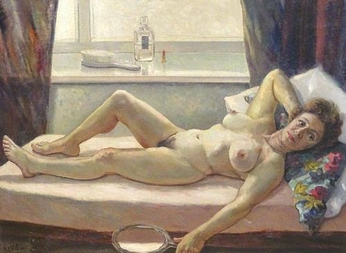 Portrait Naked Lady Reclining St Ives Oil Painting